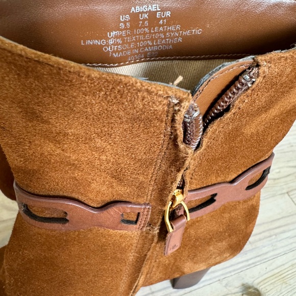 Ralph Lauren Abigael Brown Suede Leather Heel Boots NWOT Size 9.5 - Picture 5 of 7
